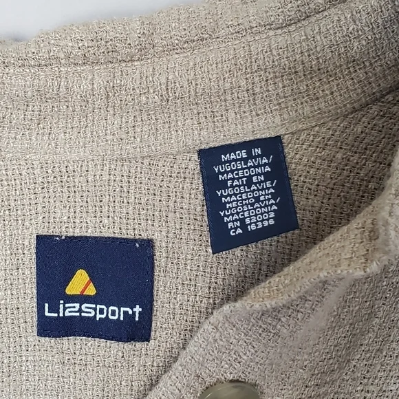 Vintage Liz Sport Liz Claiborne Lagenlook Boho Linen Button Down Shacket Jacket - Picture 4 of 9